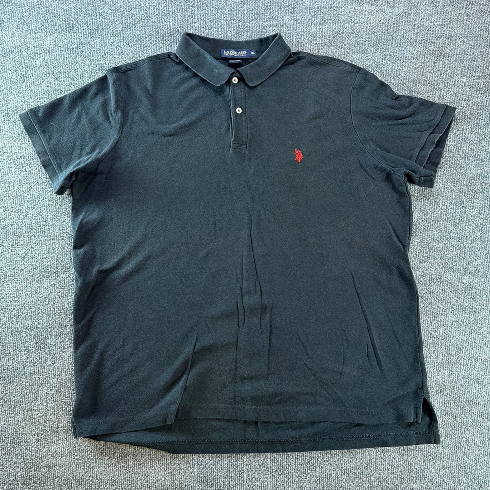 US Polo Assn Mens 3XL Black Performance Pique Polo Preppy Short Sleeve Classic